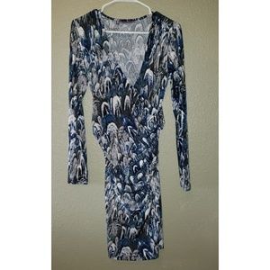 Elegant Blue and White Patterned Dress